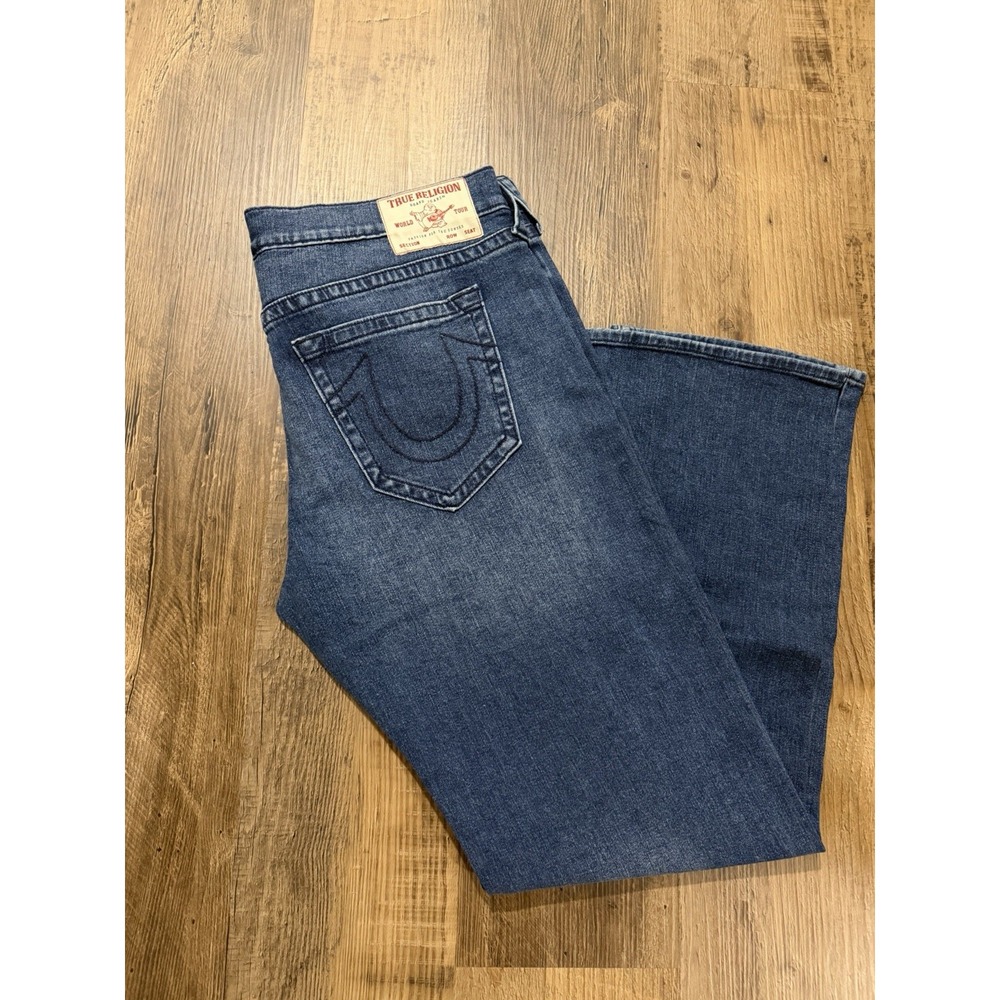 True Religion Ricky Relaxed Straight Jeans‎ Mens 38x34 (Fits 38x32.5) Tidal Wash